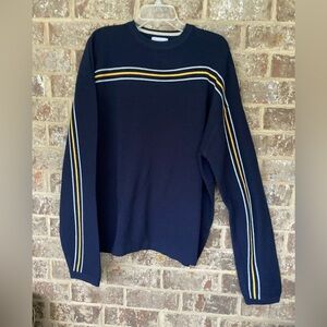 Point Zero XL Sweater Y2K Vintage Navy Yellow Acrylic